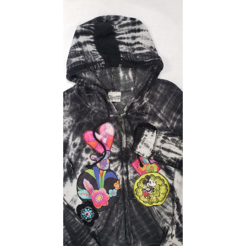 Disney Kingdom Couture Zip Sweatshirt Tie-dye Medium Disneyland Hoodie‎ Patches